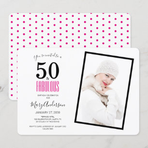 50 en Fabulous Pink 50th Birthday Party Kaart