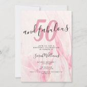 50 en Fabulous Pink 50th Birthday Party Kaart (Voorkant)