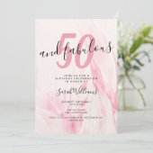 50 en Fabulous Pink 50th Birthday Party Kaart (Staand voorkant)