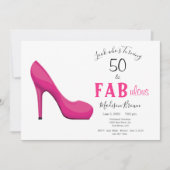 50 en Fabulous Pink and Black 50th Birthday Kaart (Voorkant)