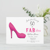 50 en Fabulous Pink and Black 50th Birthday Kaart (Staand voorkant)