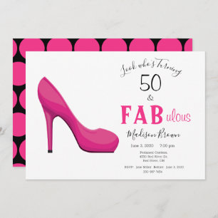 50 en Fabulous Pink and Black 50th Birthday Kaart