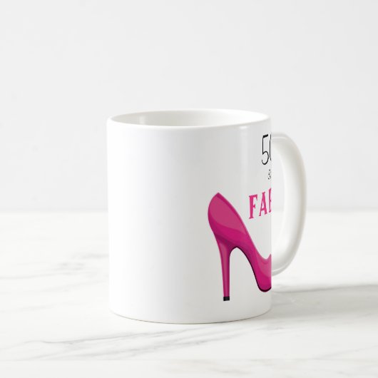 50 en Fabulous Pink and Black 50th Birthday Koffiemok (Voorkant rechts)