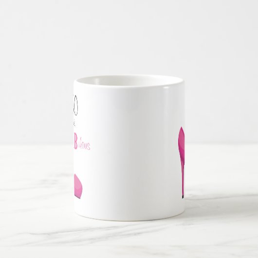 50 en Fabulous Pink and Black 50th Birthday Koffiemok (Center)