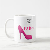 50 en Fabulous Pink and Black 50th Birthday Koffiemok (Links)