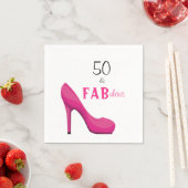 50 en Fabulous Pink and Black 50th Birthday Servet (Insitu)
