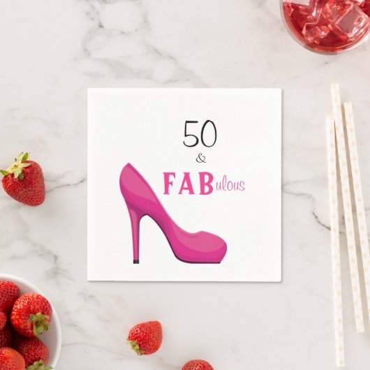 50 en Fabulous Pink and Black 50th Birthday Servet (Insitu)