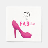 50 en Fabulous Pink and Black 50th Birthday Servet (Voorkant)
