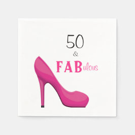 50 en Fabulous Pink and Black 50th Birthday Servet