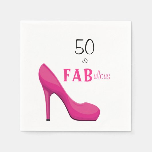 50 en Fabulous Pink and Black 50th Birthday Servet (Voorkant)