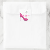 50 en Fabulous Pink and Black 50th Birthday Vierkante Sticker (Tas)