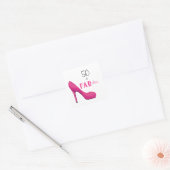 50 en Fabulous Pink and Black 50th Birthday Vierkante Sticker (Envelop)