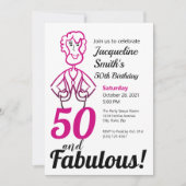 50 en Fabulous Pink and Black Funny Lady Kaart (Voorkant)