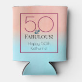 50 en Fabulous Pink and Blue Birthday Party Blikjeskoeler (Voorkant)