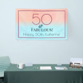 50 en Fabulous Pink and Blue Birthday Party Spandoek (Beurs)
