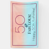 50 en Fabulous Pink and Blue Birthday Party Spandoek (Verticaal)