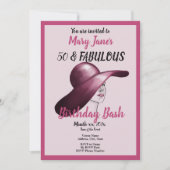 50 en Fabulous Pink Birthday Bash Kaart (Voorkant)