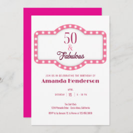 50 en Fabulous Pink Birthday Kaart