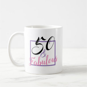 50 en Fabulous Pink Black 50th Birthday Gift Mok