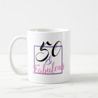 50 en Fabulous Pink Black 50th Birthday Gift Mok