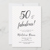 50 en Fabulous Pink Black 50th Birthday Kaart (Voorkant)