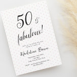 50 en Fabulous Pink Black 50th Birthday Kaart<br><div class="desc">Trendy Elegant 50 en fabelachtige Typografie Script Roze Zwart Stippen Modern 50th Birthday Invitation. Vier uw vijftigste verjaardag in stijl,  met deze elegante en leuke vijftigste verjaardag uitnodiging.</div>
