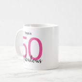 50 en Fabulous Pink Black 50th Birthday Koffiemok (Voorkant links)