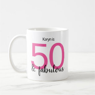 50 en Fabulous Pink Black 50th Birthday Koffiemok