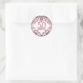 50 en Fabulous Pink Black 50th Birthday Ronde Sticker (Tas)