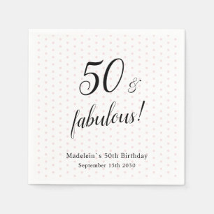 50 en Fabulous Pink Black 50th Birthday Servet