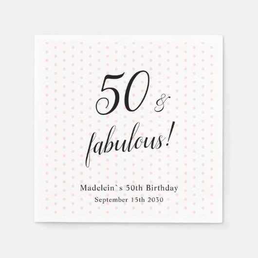 50 en Fabulous Pink Black 50th Birthday Servet (Voorkant)