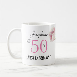 50 en Fabulous Pink Black Fiftieth Birthday Party Koffiemok