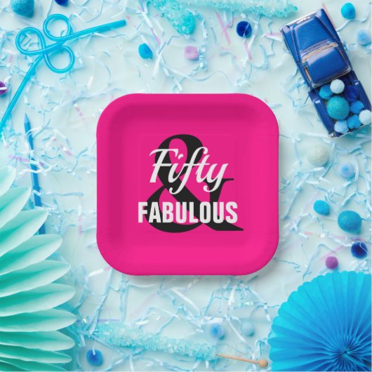 50 en Fabulous Pink Black Party Paper Bord (Feest)