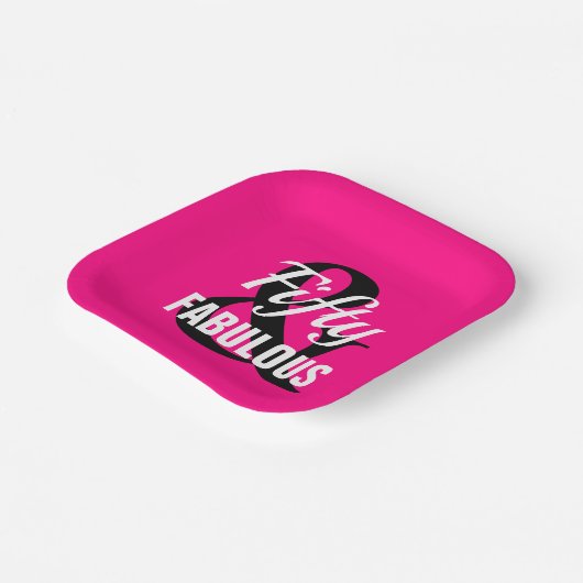 50 en Fabulous Pink Black Party Paper Bord (Gebogen)