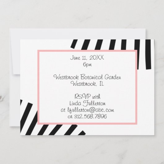 50 en Fabulous Pink Black Stripe Photo Invitation Kaart (Achterkant)