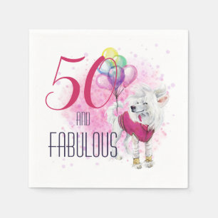 50 en Fabulous Pink Dog met Waterverf van ballonne Servet