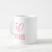 50 en Fabulous Pink Elegant Heart Coffee Mok (Voorkant links)