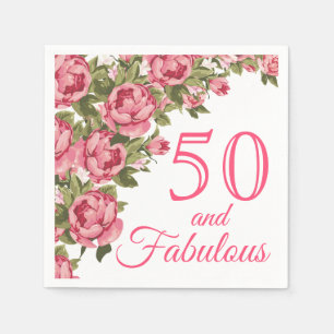 50 en Fabulous Pink Floral   50e verjaardag Servet