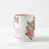 50 en Fabulous Pink Floral | 50ste verjaardagscade Mok (Midden)