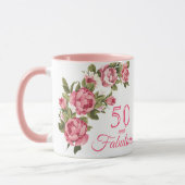 50 en Fabulous Pink Floral | 50ste verjaardagscade Mok (Links)