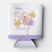 50 en Fabulous Pink Floral Flamingo Koelbox Blikjeskoeler (Voorkant)