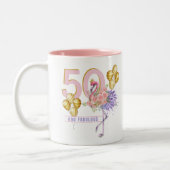 50 en Fabulous Pink Floral Flamingo Mok (Links)