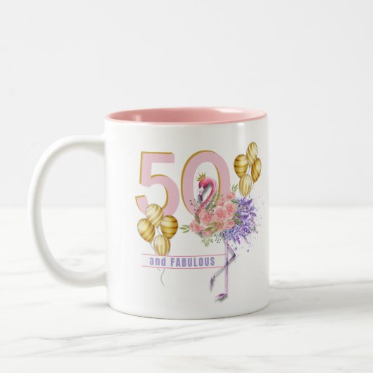 50 en Fabulous Pink Floral Flamingo Mok (Links)
