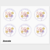 50 en Fabulous Pink Floral Flamingo Ronde Sticker (Vel)