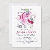 50 en Fabulous Pink Fluffy Dog Kaart (Voorkant)