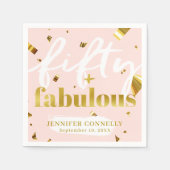 50 en Fabulous Pink Glam 50th Birthday Napkins Servet (Voorkant)