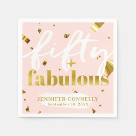 50 en Fabulous Pink Glam 50th Birthday Napkins Servet