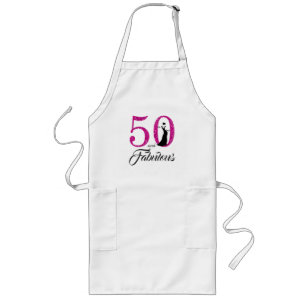 50 en Fabulous Pink Glitter 50th Birthday Gift Lang Schort