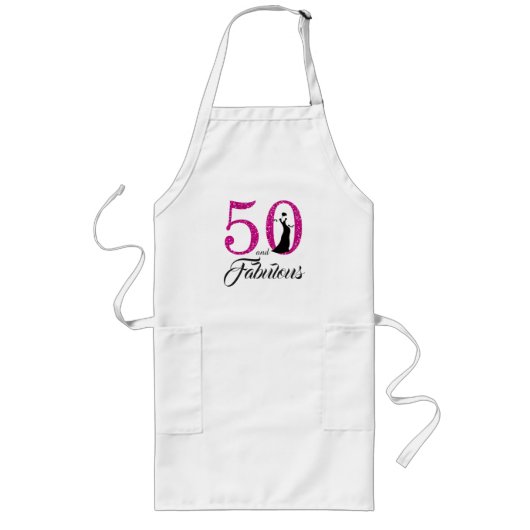 50 en Fabulous Pink Glitter 50th Birthday Gift Lang Schort (Voorkant)