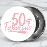 50 en Fabulous Pink Glitter 50th Birthday Sparkle Ronde Button 3,2 Cm<br><div class="desc">50 & Fabulous Pink Glitter 50th Birthday Sparkle Buttonnen kenmerkt het moderne tekstontwerp "50 & Fabulous"in roze glitter kalligrafie manuscript. Ideaal voor een 50e verjaardagsfeestje of feestelijke feestdag.</div>